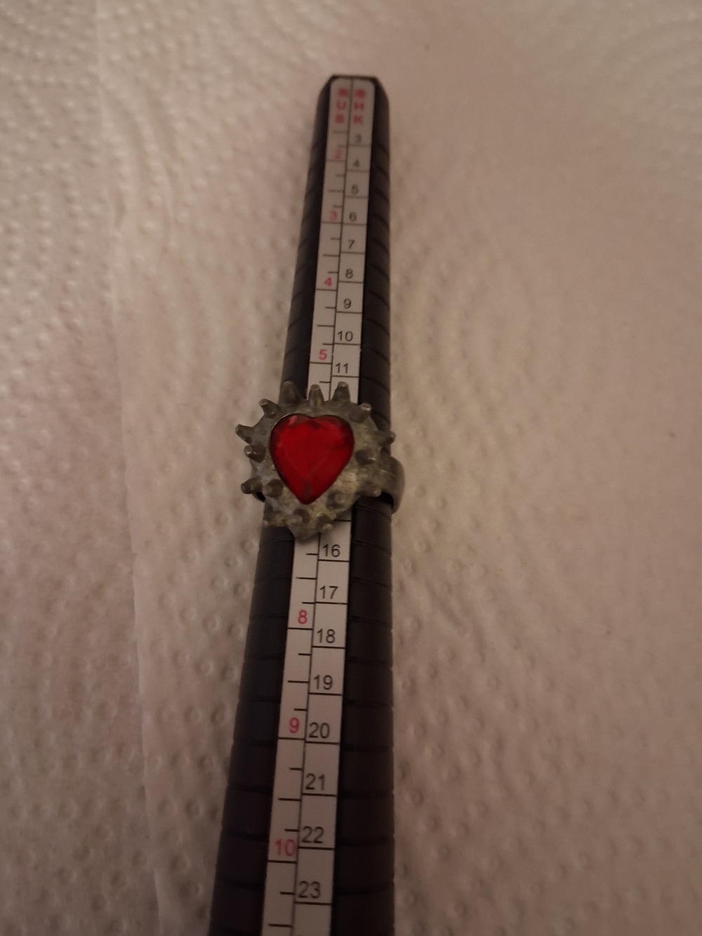 Red Heart Accent Ring for Women - Silver-Tone Band